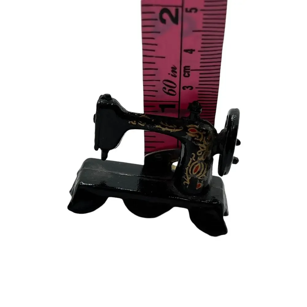 Miniature Dollhouse Sewing Machine 1800s Style Hand Wheel Black Painted Metal